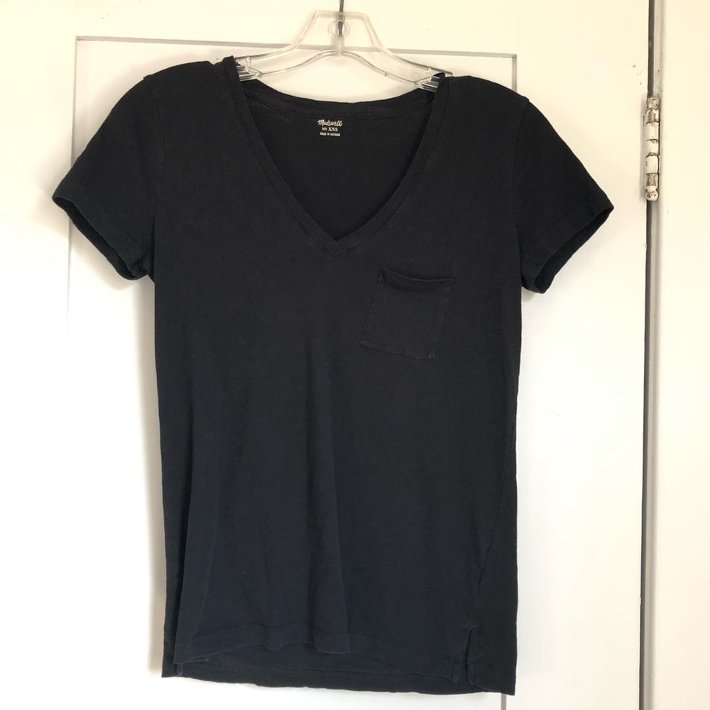 Madewell Black V-Neck Pocket Tee